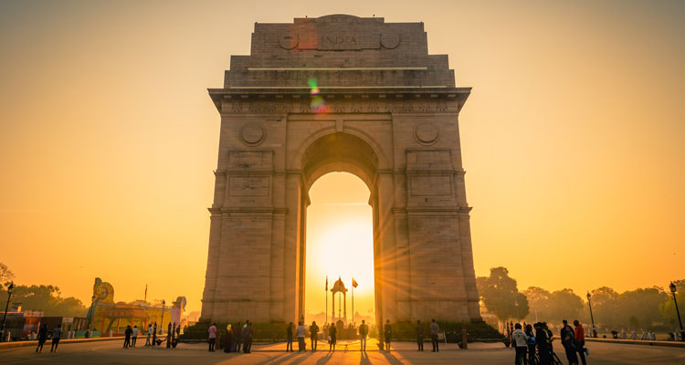 A magnificent view of India Gate in New Delhi.