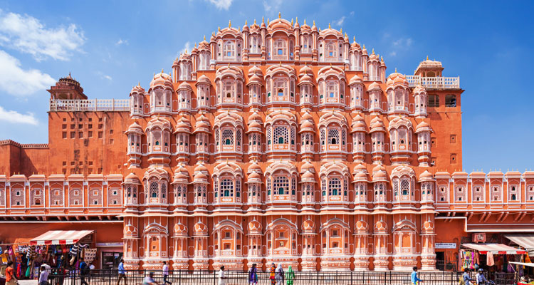 A fascinating view of Hawa mahal palace at Jaipur in the state of Rajasthan.