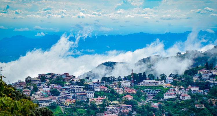 A spectacular view of Mussoorie hill station near Dehradun city in the Dehradun district of the Indian state of Uttarakhand.