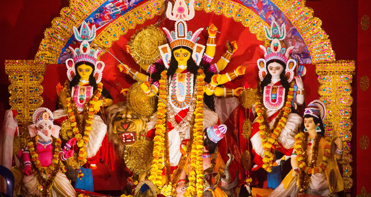 A divine view of the idols of Goddess Durga and her children. (Photo by Sarath Raj on Pexels)